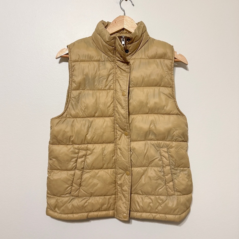 Aerie Puffer Vest Full Zip Size Small Tan